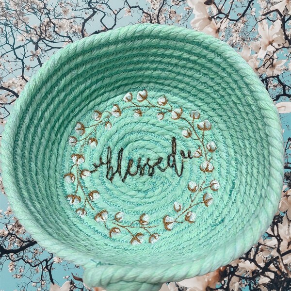 Embroidered Rope Baskets Etsy