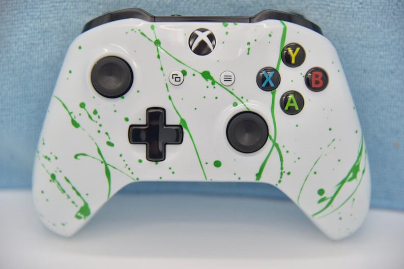 Green Color Burst White Xbox One Custom Controller