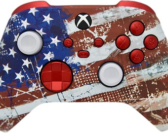 Bandera de EE. UU. con inserciones rojas Controlador inalámbrico personalizado Xbox Series X/S y Xbox One personalizado