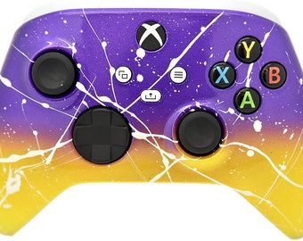 Controlador inalámbrico Xbox Series X/S + Xbox One personalizado con aerógrafo a mano púrpura y amarillo