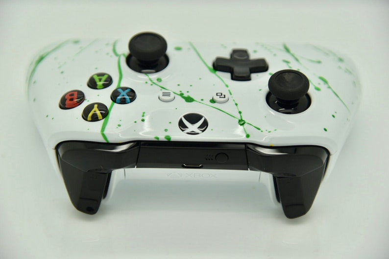 Green Color Burst White Xbox One Custom Controller