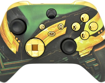 Armadura verde con cromo dorado inserta el mando personalizado inalámbrico Xbox Series X/S y Xbox One