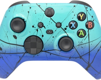 Teal & Blue Hand Airbrushed Wireless Xbox Series X/S + Xbox One Custom Controller