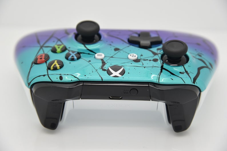Teal & Purple Hand Airbrushed Wireless Xbox One Custom Etsy
