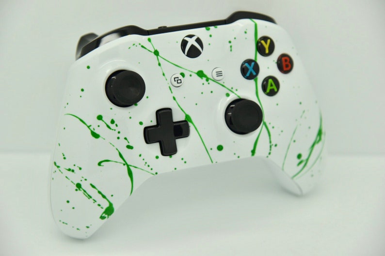 Green Color Burst White Xbox One Custom Controller