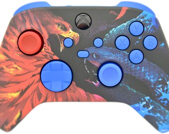 Bird V Snake W/Blue Inserta el mando personalizado inalámbrico Xbox Series X/S y Xbox One