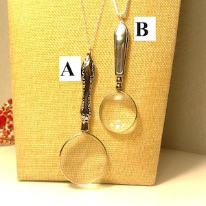 Vintage Magnifying Glass Pendant Necklace: Silver-Plated with Sterling Chain