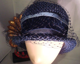 Straw Bowler Hat Etsy - blue fabric fedora roblox
