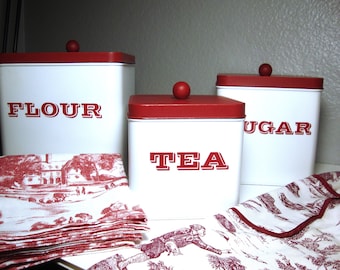 LINCOLIN Beautyware ヴィンテージ　キャニスター4set Vintage 4pc Lincoln Beautyware Canister Set - Metal, Flour, Sugar