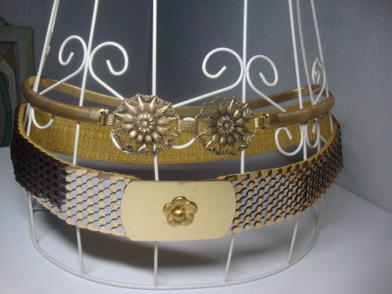 Vintage Stretch Belt & Braided Mesh Bracelet - Floral Clasp  display picture 2