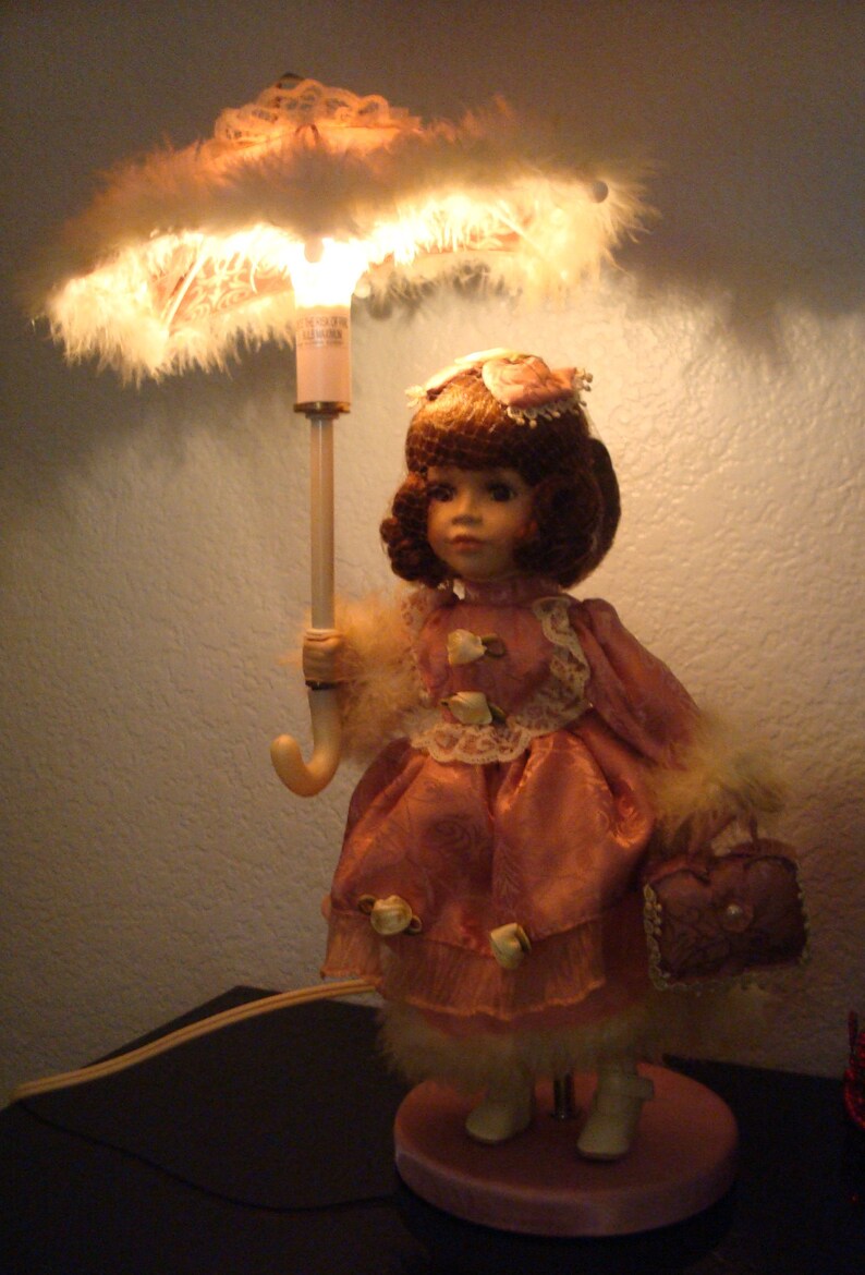 Vintage PORCELAIN DOLL LAMP Porcelain Doll Lamp W/ Pink Etsy