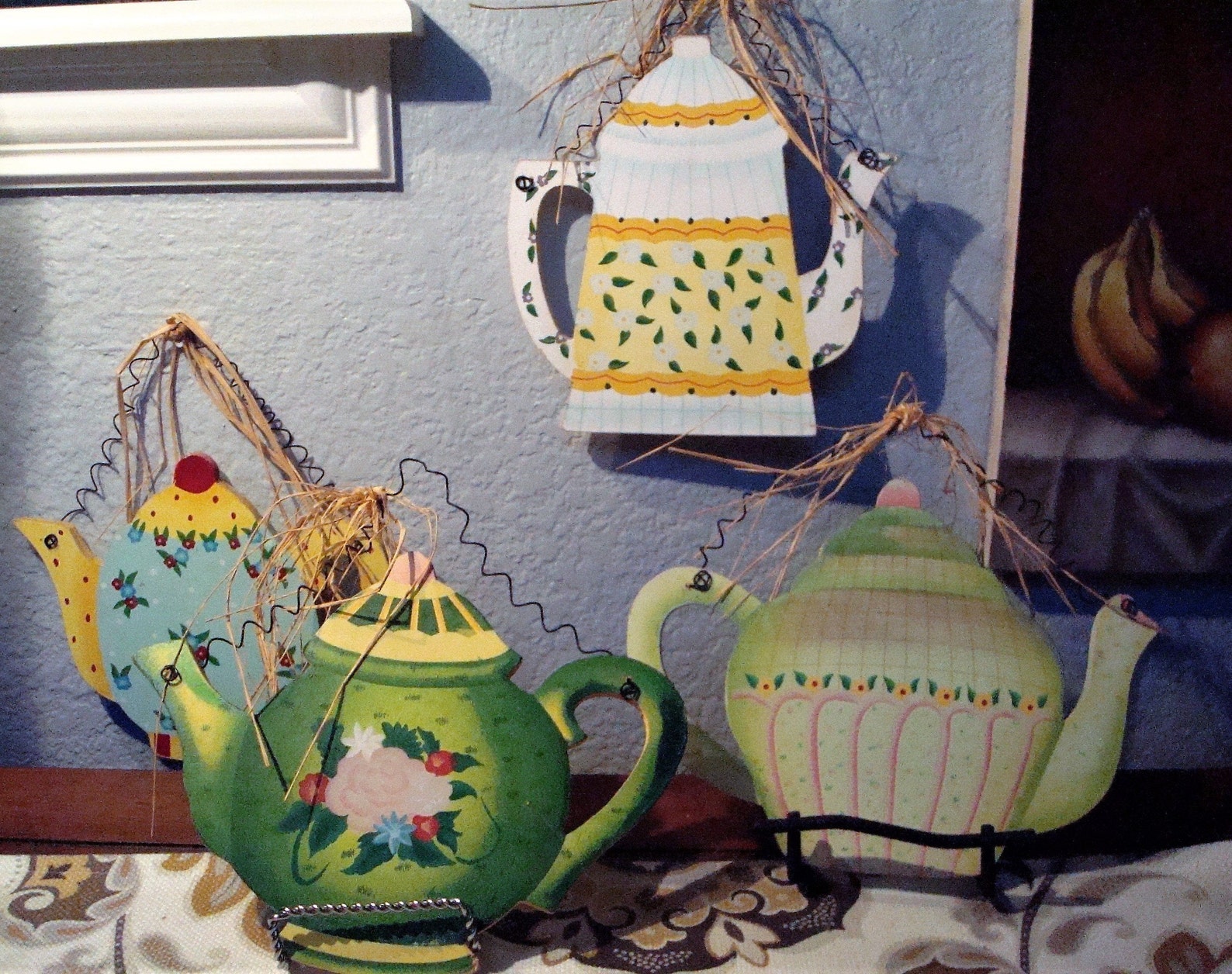 Vintage WOODEN TEAPOTS 4 Wooden Teapot Wall Decor With Etsy