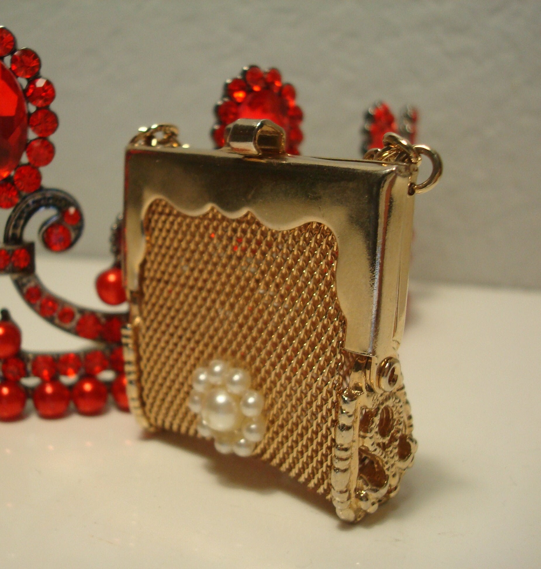 Vintage MESH PURSE KEYCHAIN Miniature GoldTone Mesh Purse Etsy