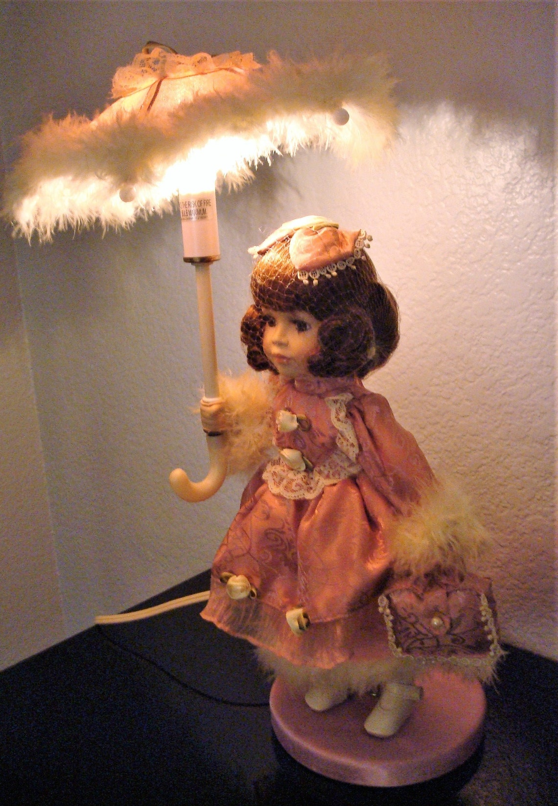 Vintage PORCELAIN DOLL LAMP Porcelain Doll Lamp W/ Pink Etsy
