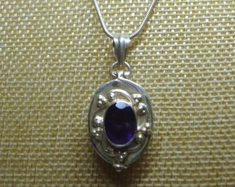 Art Nouveau Sterling Silver Amethyst Poison Locket – Vintage Reproduction Necklace