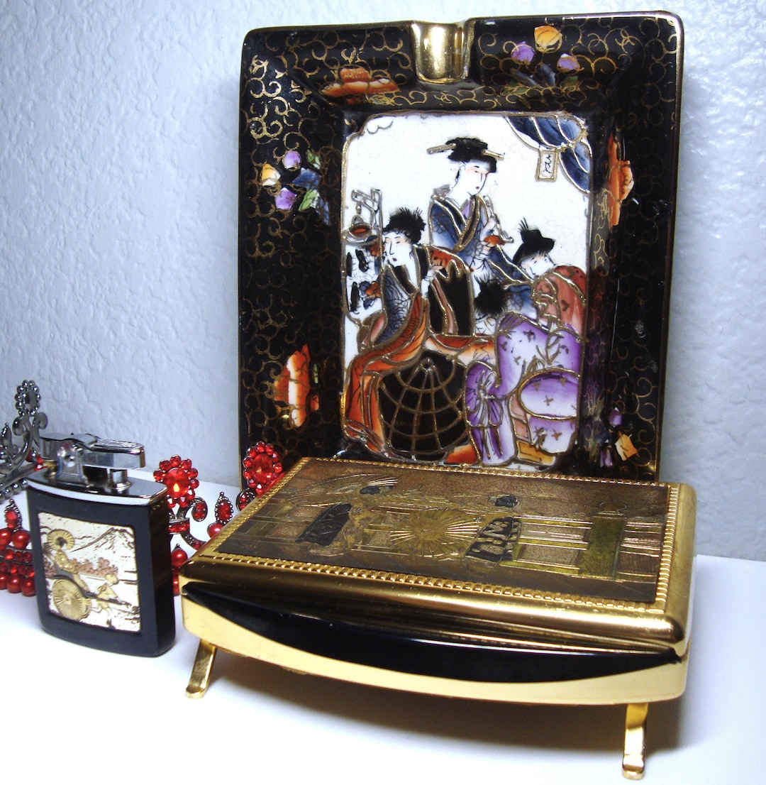 Vintage Working LIGHTER, ASHTRAY & BOX - Working Chokin