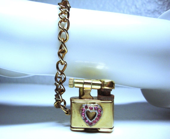 Vintage LIGHTER CHARM BRACELET - Miniature Golden… - image 3