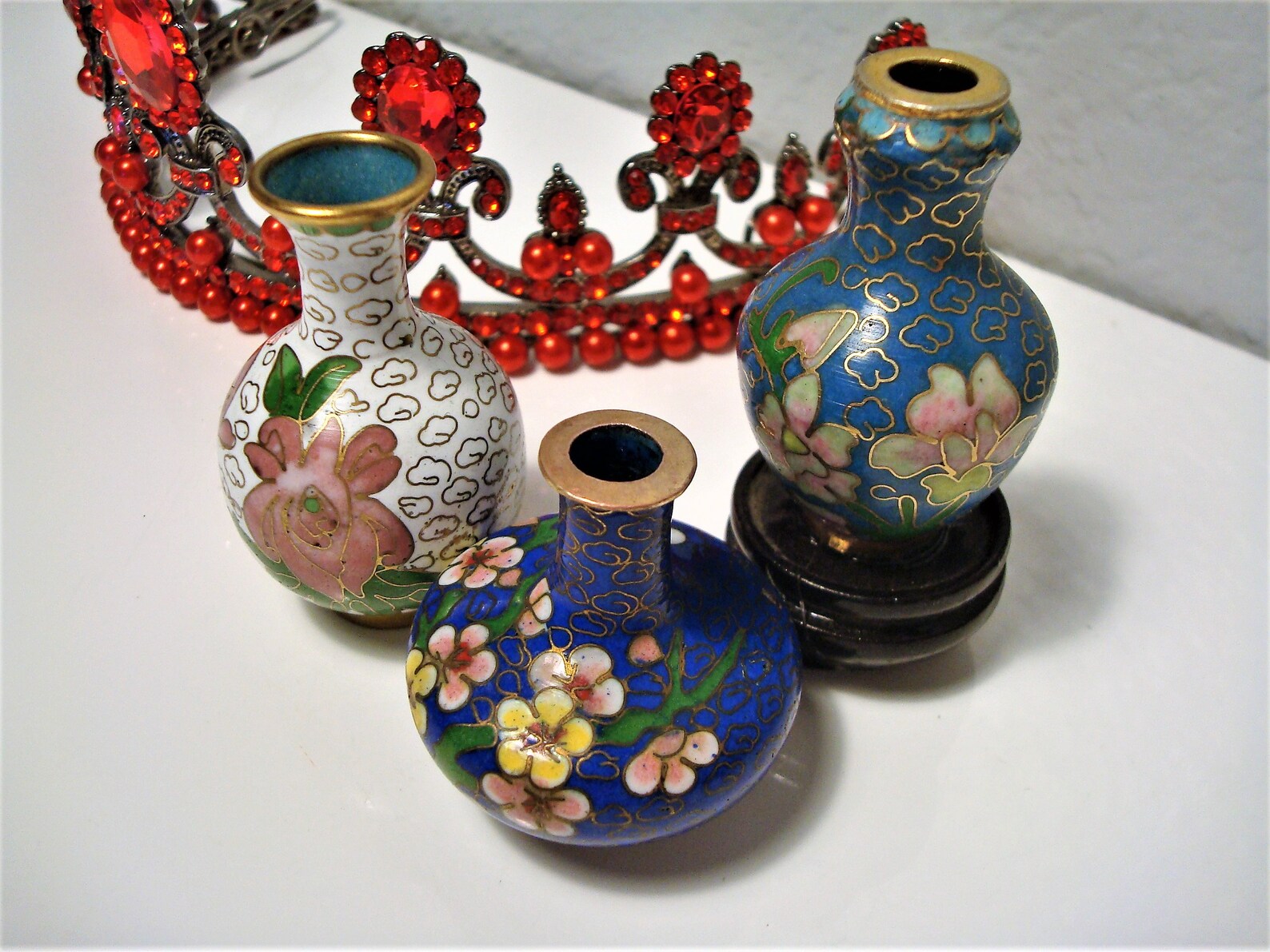 Vintage MINIATURE CLOISONNE VASES 3 Set Cloisonné Vases Etsy