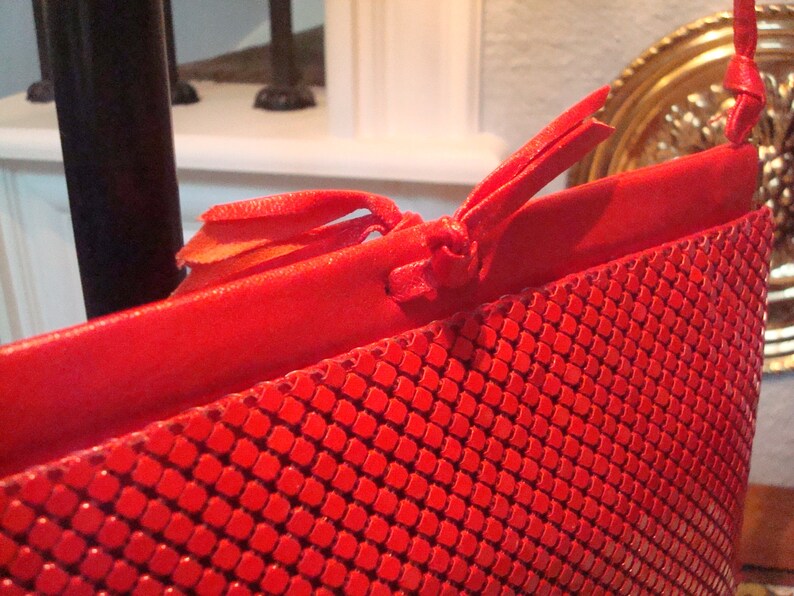 Vintage RED MESH PURSE Red Metal Mesh Shoulderbag W/ Faux Etsy