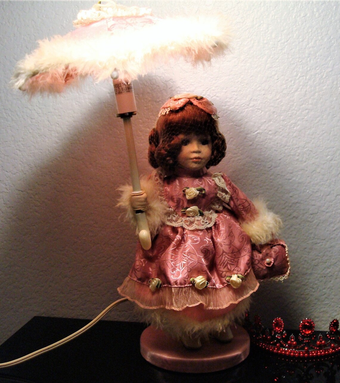 Vintage PORCELAIN DOLL LAMP Porcelain Doll Lamp w/ Pink Etsy
