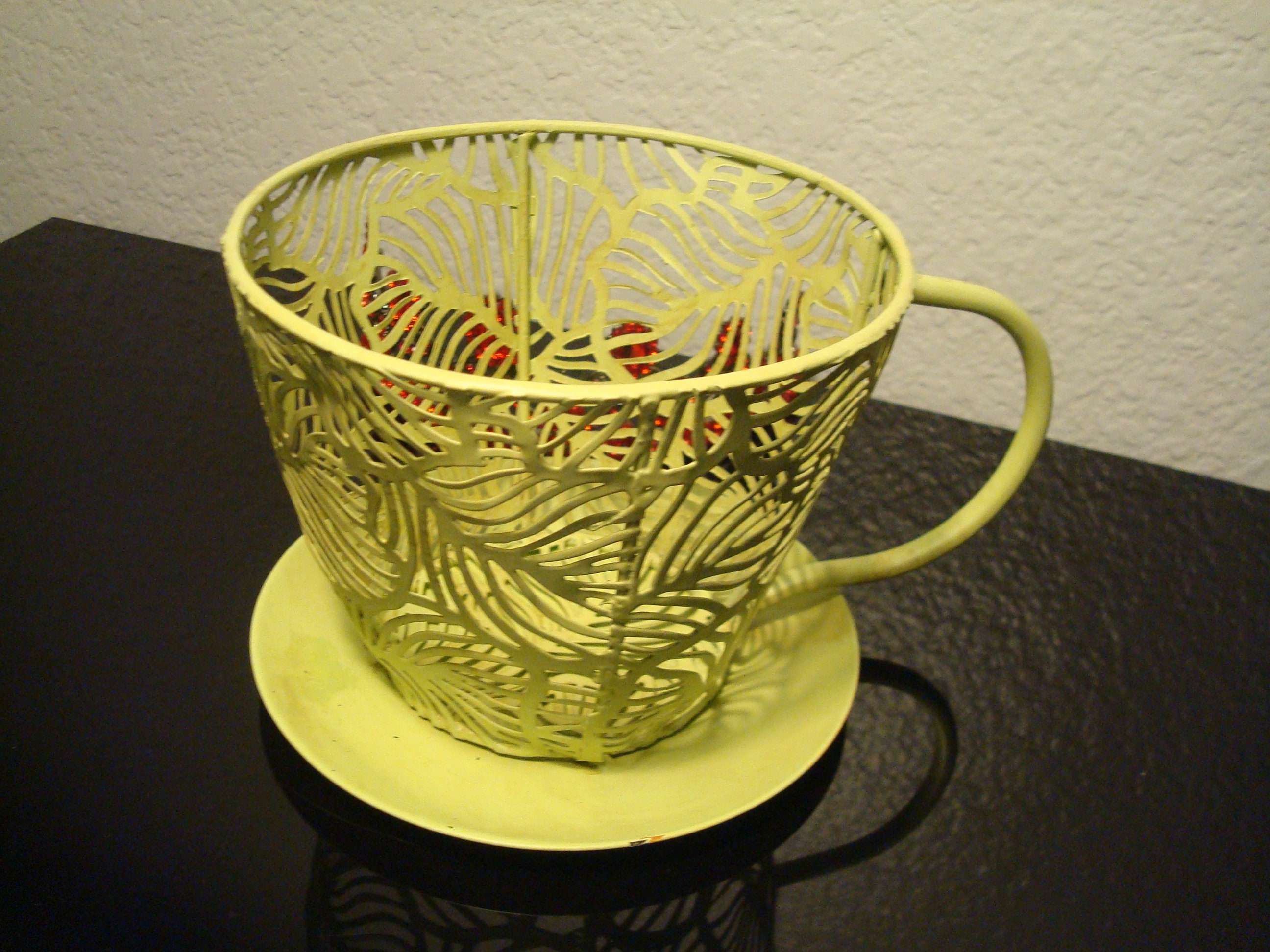 Vintage LARGE METAL TEACUP Fun Large Limegreen Metal Teacup Etsy