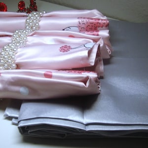 POODLE NAPKINS & ACCESSORIES - Gift Set For Her Custom Pink Poodle Napkins - Faux Pearl Napkin Rings - Gray 57" x 70" Polyester Tablecloth