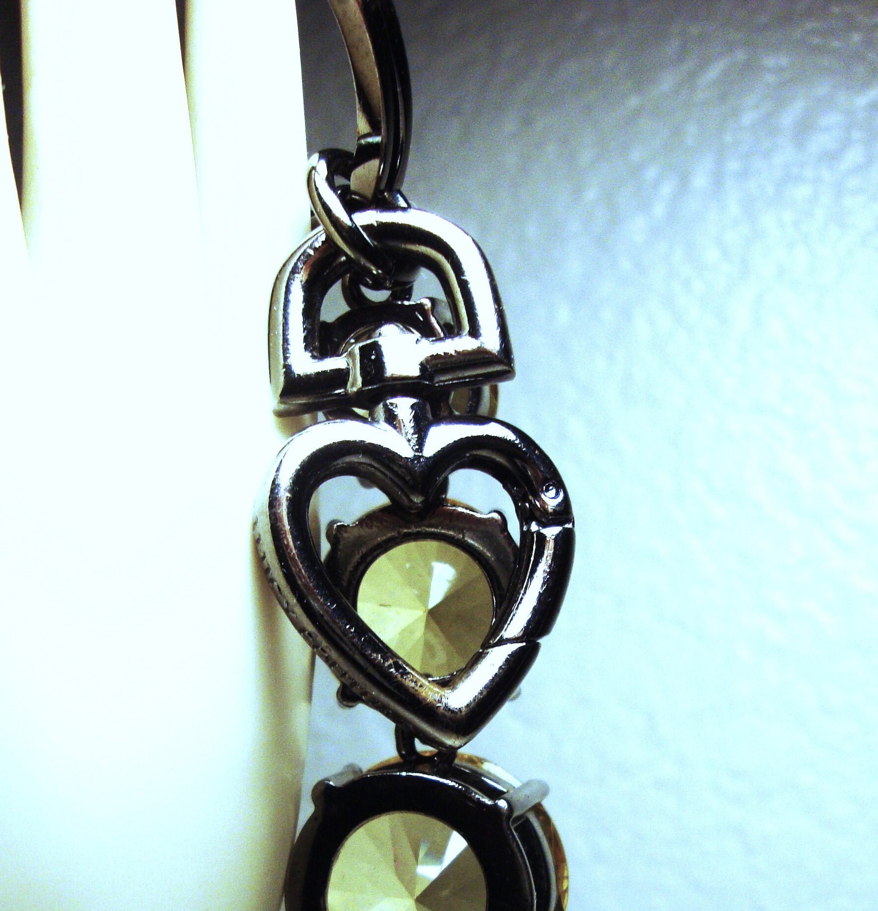 Vintage J.COUTURE RHINESTONE KEYCHAIN - Chunky Yellow-gold