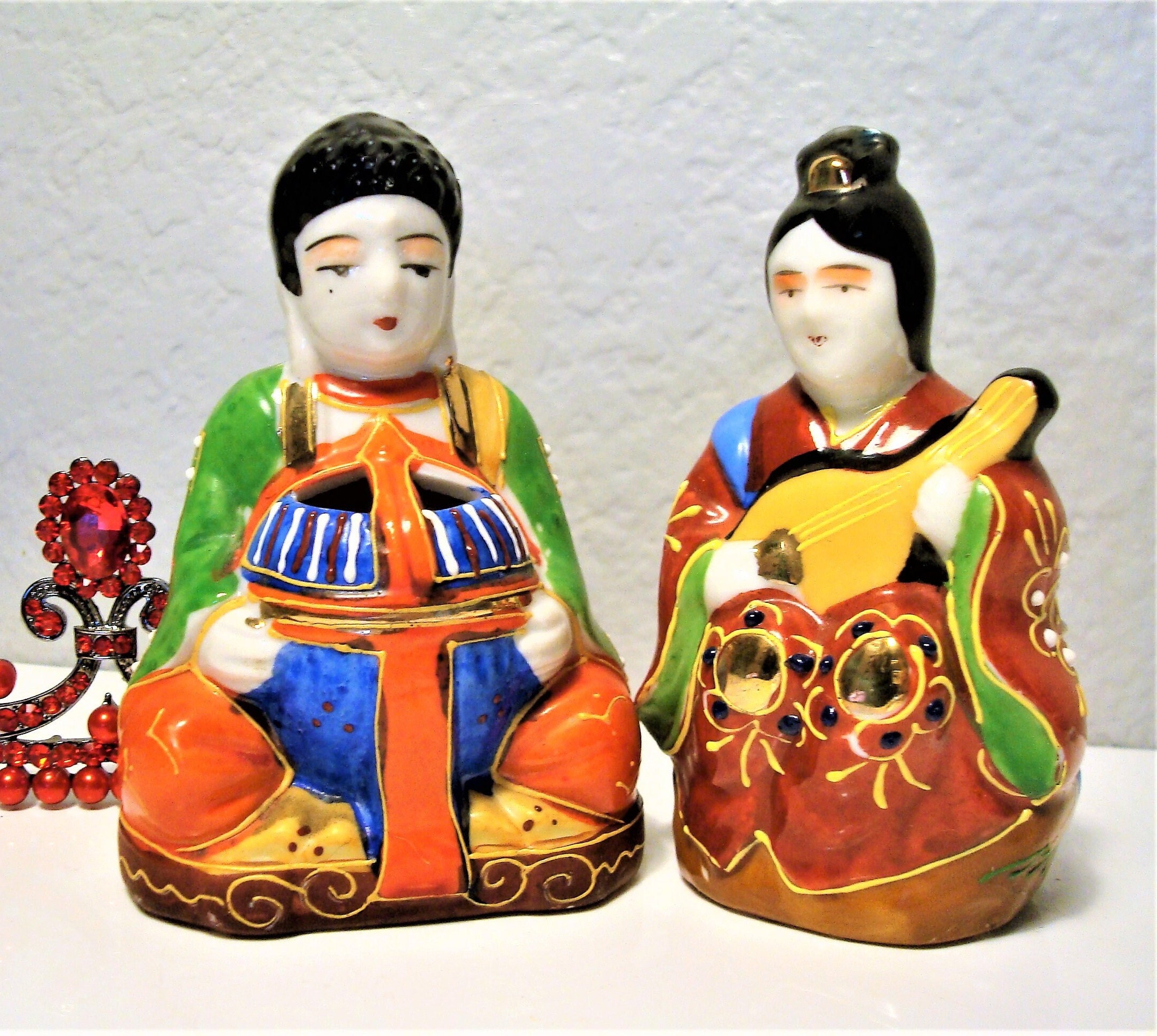 vintage Japanese moriage geisha girl incense burner gifts for women yoga