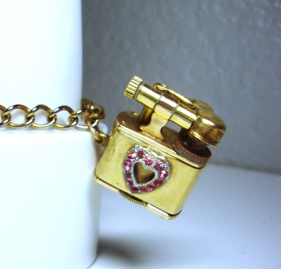 Vintage LIGHTER CHARM BRACELET - Miniature Golden… - image 6