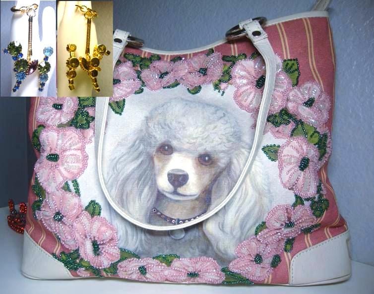 Vintage Isabella Fiore Poodle Satchel: Beaded Canvas & Leather
