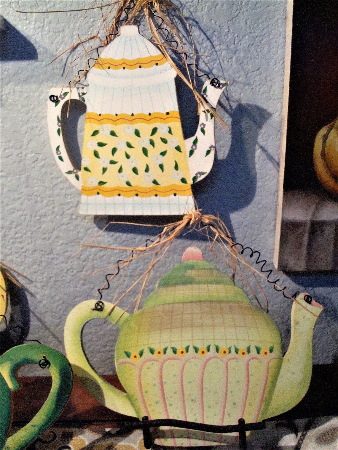 Vintage WOODEN TEAPOTS 4 Wooden Teapot Wall Decor With Etsy