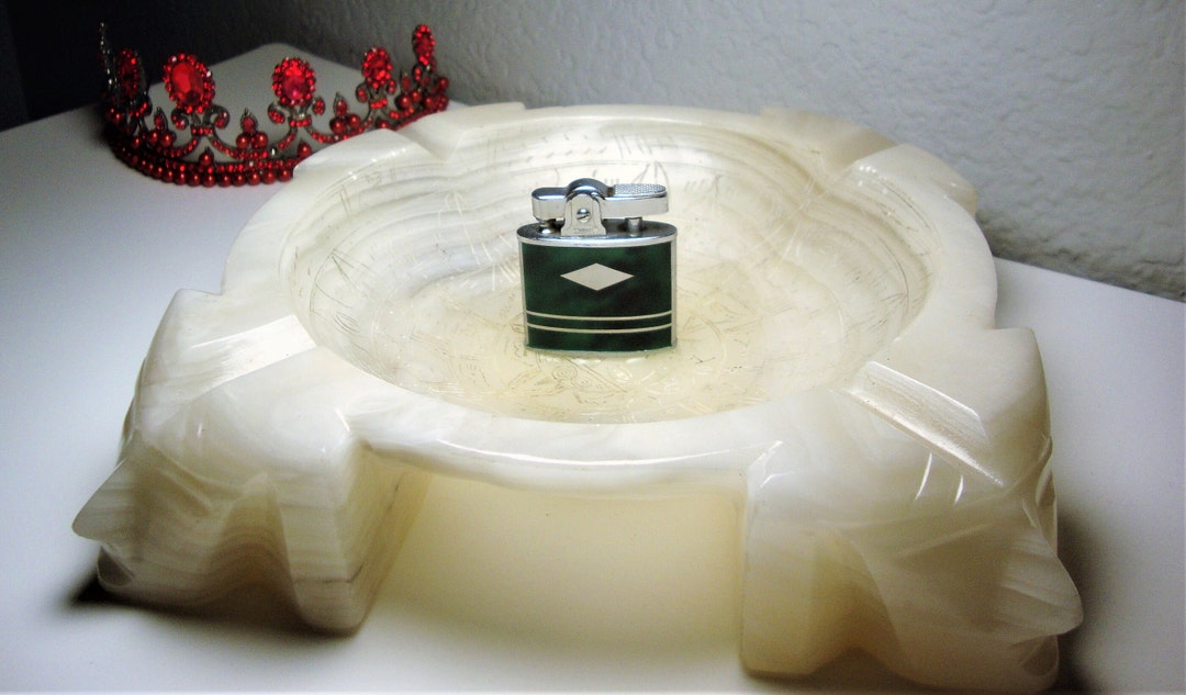 Vintage Aztec Marble Ashtray & Working Lighter Set – Hand Carved, Japan ...