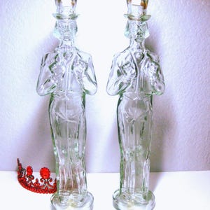 Vintage Uncle Sam Decanters: Clear Glass Top Hat Figurines, Made in Spain