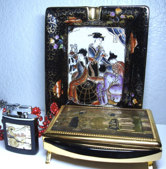 Vintage Working LIGHTER, ASHTRAY & BOX - Working Chokin