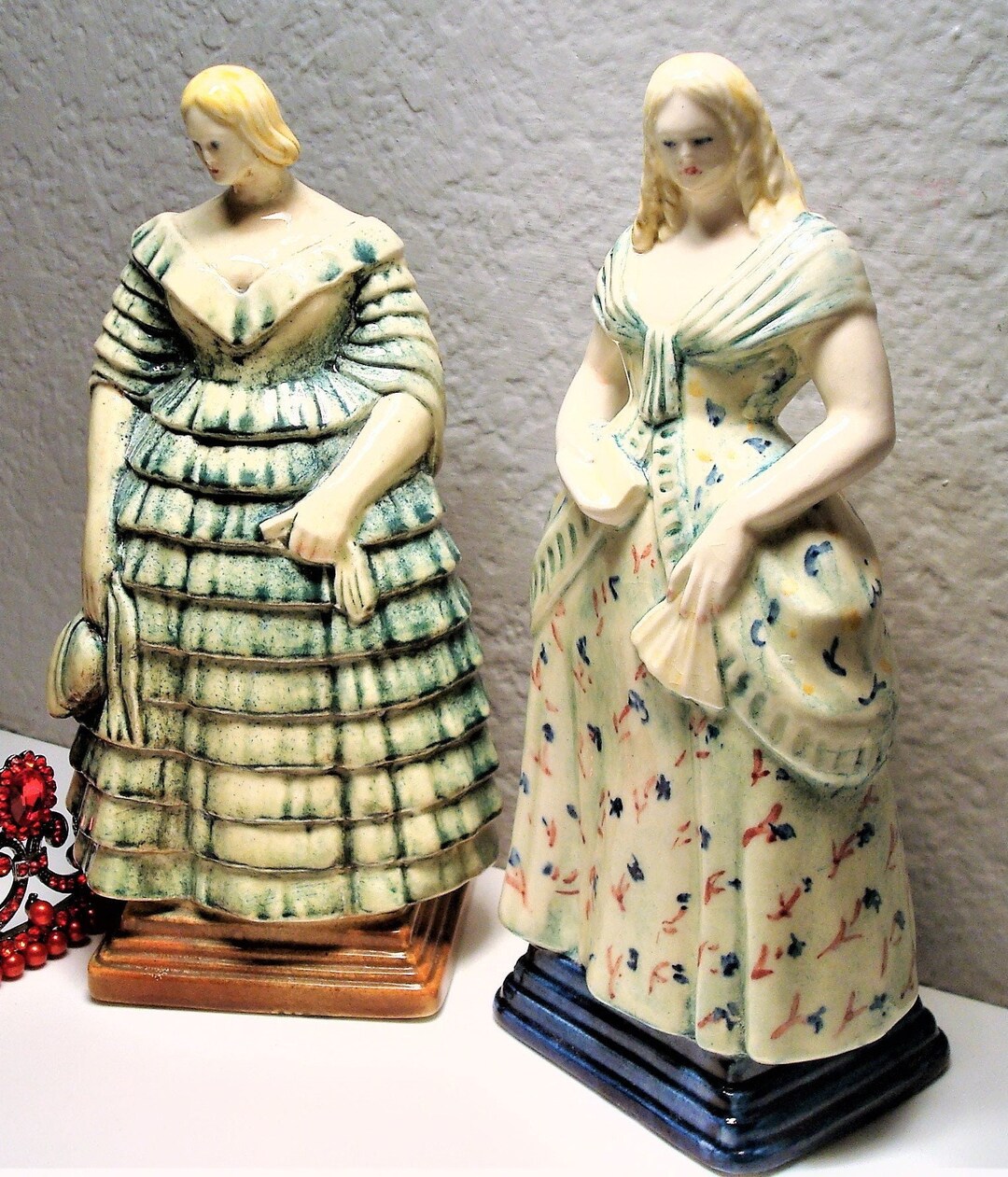 Vintage PAIR UNIQUE FIGURINES Unique Pair of Women Statues Etsy