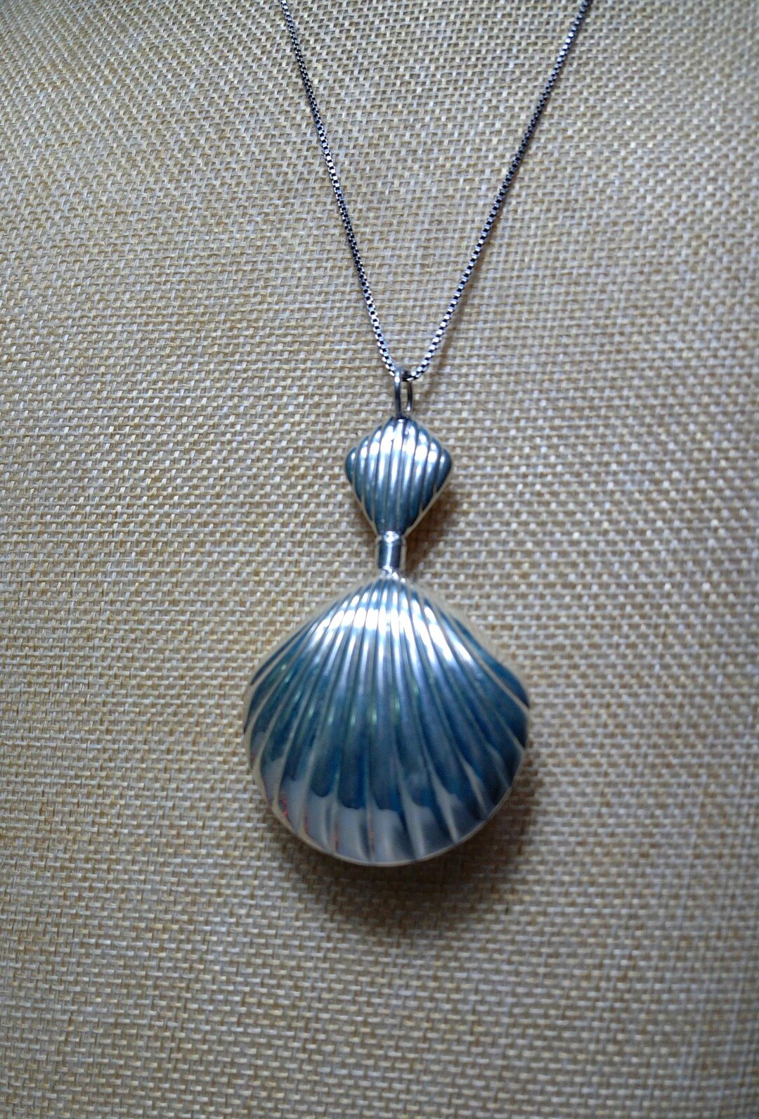 Vintage Sterling Silver Double Shell Design Bottle Pendant Necklace - Etsy
