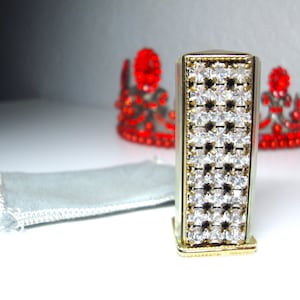 Vintage WEISNER LIPSTICK CASE - Rhinestones & Mirrors Lipstick Case - Clean - Works Well - 2&quot; High - Comes with Dust Pouch - Weisner
