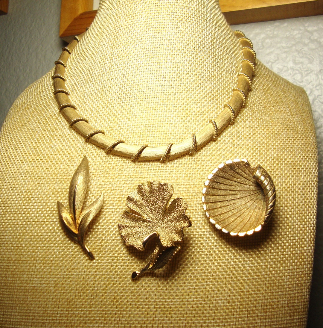 Vintage BRUSHED GOLD JEWELRY Brushed Goldmetal Bamboo Link Etsy