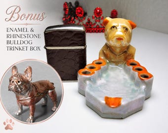Antique Small Bulldog Ashtray- Aged- Marked Underneath - Etsy