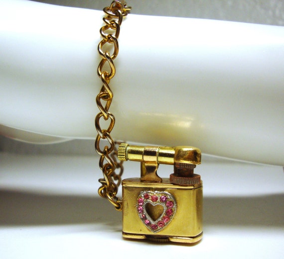 Vintage LIGHTER CHARM BRACELET - Miniature Golden… - image 10
