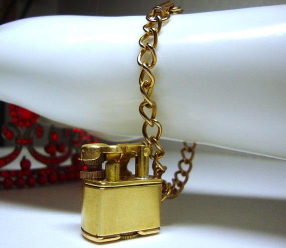 Vintage LIGHTER CHARM BRACELET - Miniature Golden… - image 4