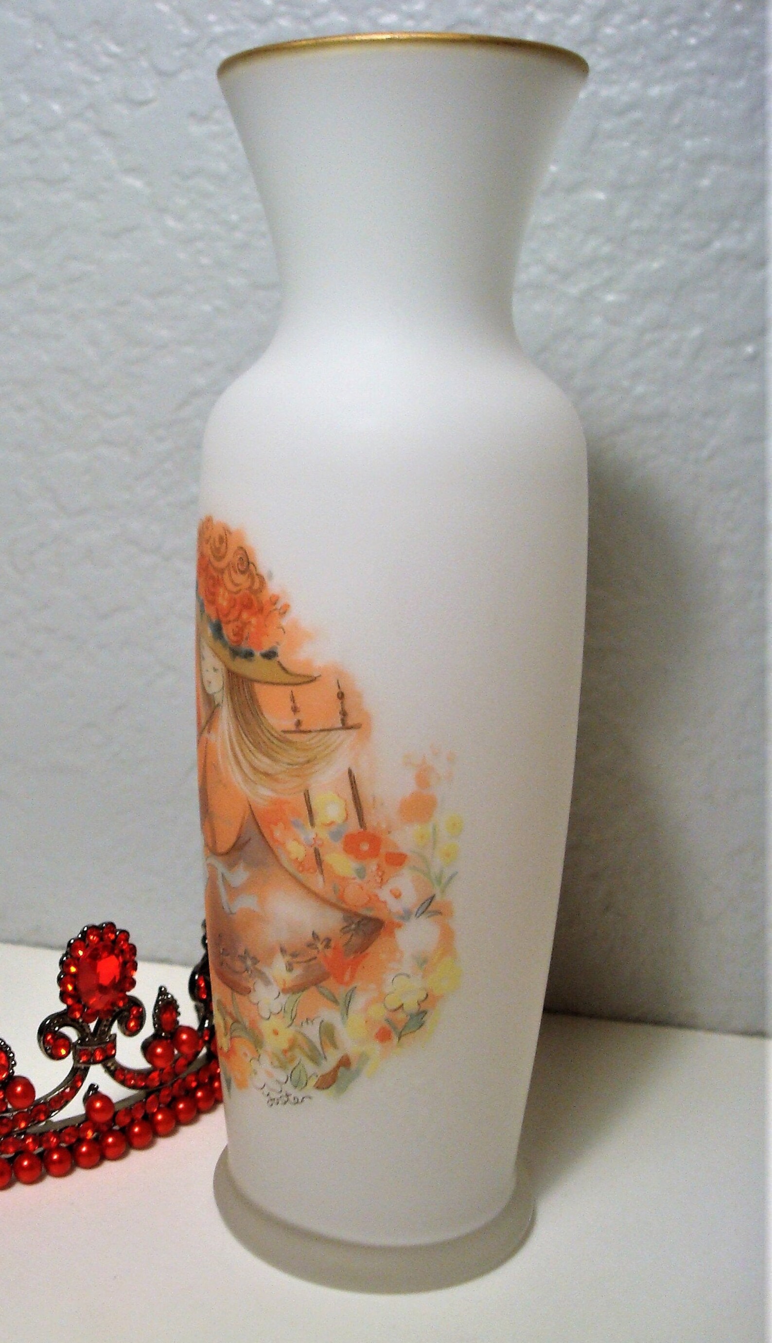 Vintage NAPCOWARE FROSTED VASE Frosted Vase with Ladies Etsy