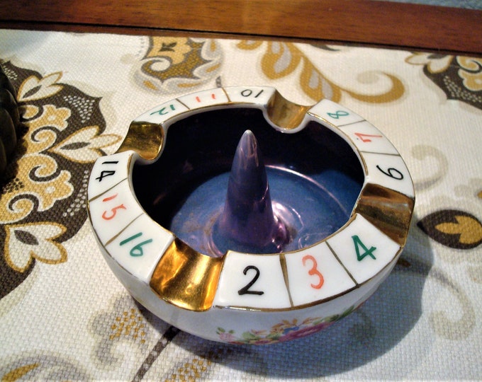 Vintage ROULETTE WHEEL ASHTRAY Lusterware Numbered Floral Etsy