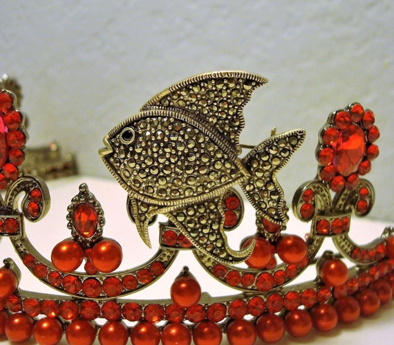 Vintage MARCASITE FISH BROOCH - Marcasite & Sterl… - image 6