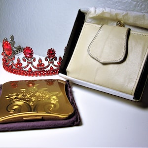 Vintage COMPACT & ROLFS WALLET - Elgin American Powder Compact w/ Mirror and Rolfs Genuine Leather Wallet - New Old Stock in Original Box