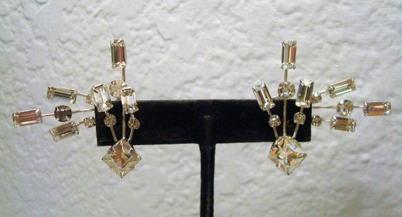 Vintage ATOMIC RHINESTONE EARRINGS - Atomic Desig… - image 10