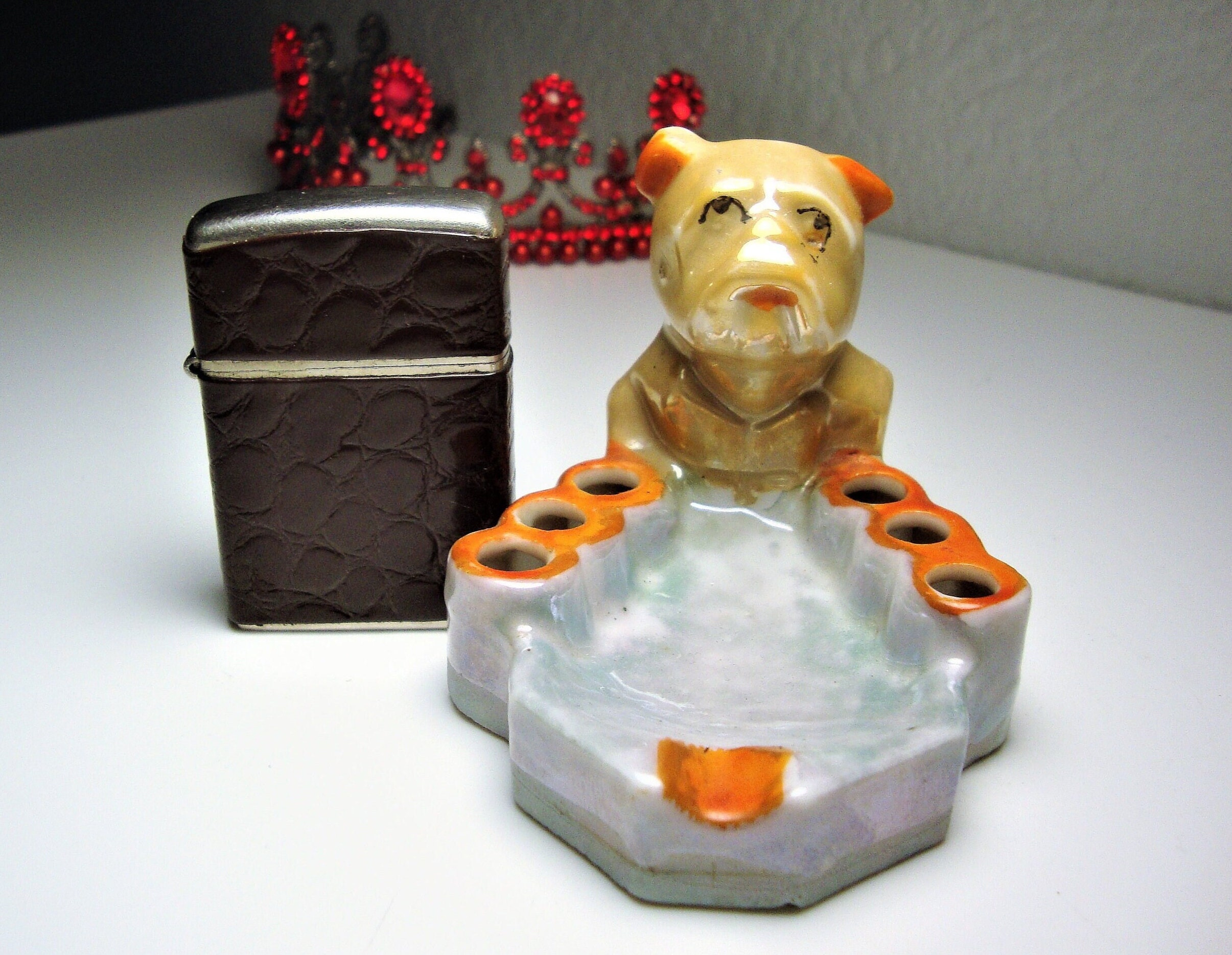 アンティーク雑貨 Vintage Chalkware Bulldog ASHTRAY 1930s French Bulldog Ashtray - Etsy