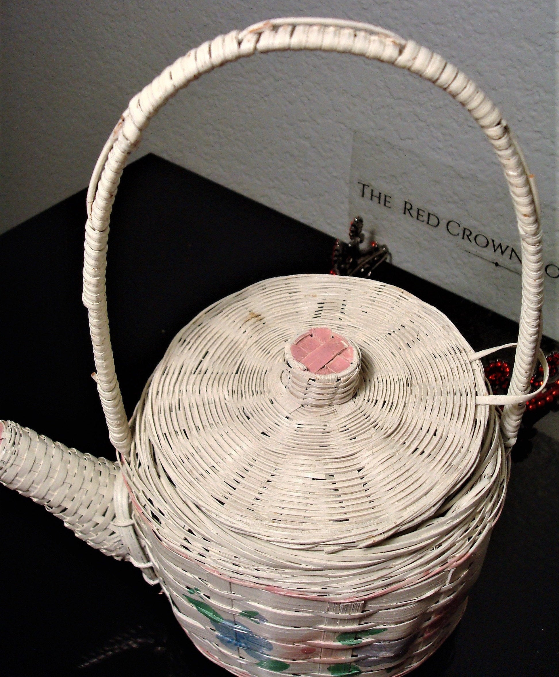 Vintage WICKER TEAPOT HANDBAG White Wicker Teapot Handbag Etsy