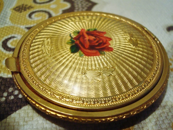 Vintage GOLD GUILLOCHE COMPACT - Gold Guilloche wi