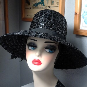 Vintage 1950s Titche-Goettinger Flower Bubble Hat Rhinestones Wide Brim Brown 22 Brown Original 1950s Vintage Hats for Women for sale | eBay main image 2